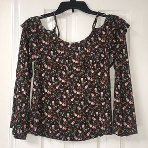 Long Sleeved Bare Shoulder Blouse. XS. French Grey